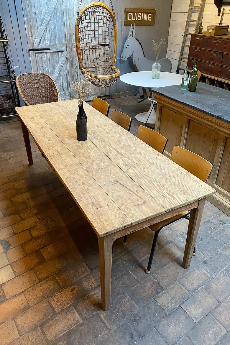 Ancienne table de ferme en sapin Début XXème