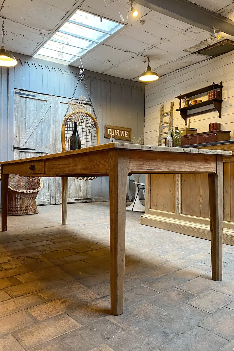 Ancienne table de ferme en sapin Début XXème