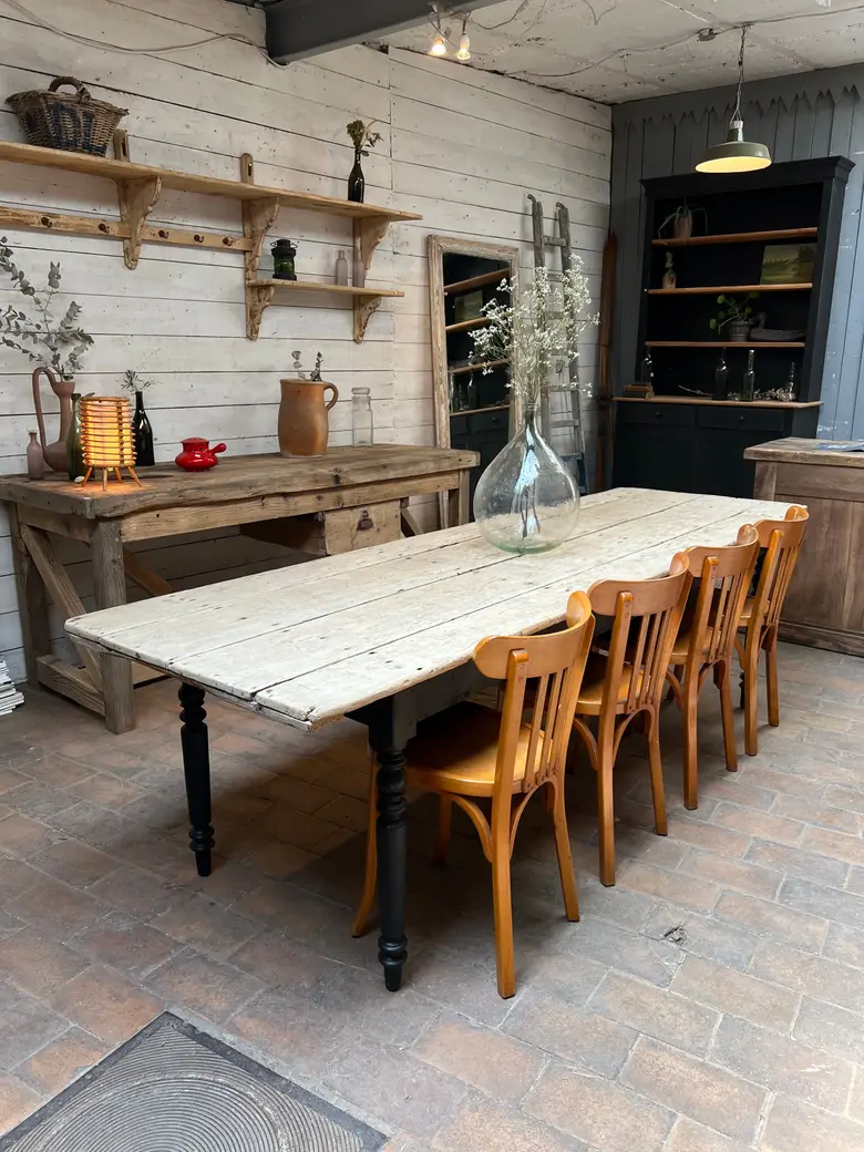Ancienne table de ferme en sapin Début XXème