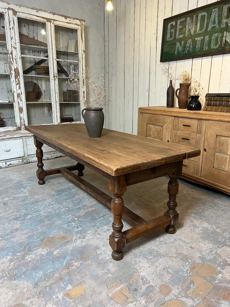 Ancienne table de ferme rustique en chêne