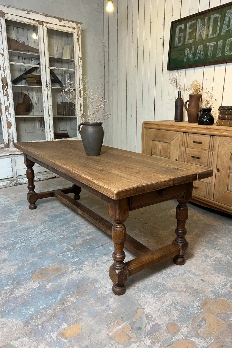 Ancienne table de ferme rustique en chêne
