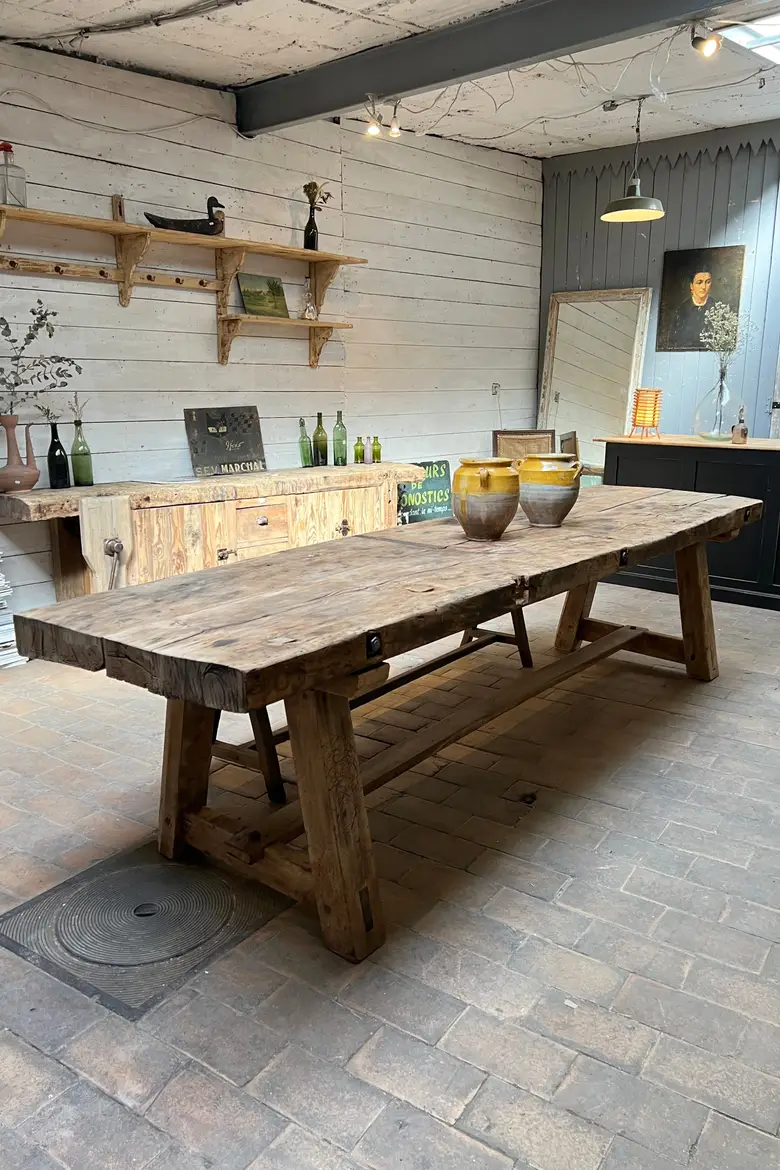 Ancienne table de métier en bois Début XXème