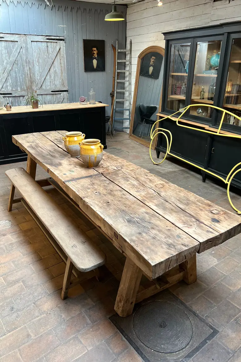 Ancienne table de métier en bois Début XXème