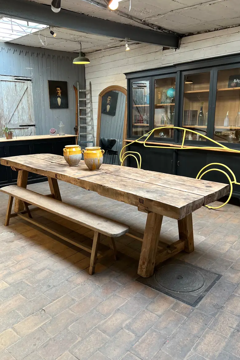 Ancienne table de métier en bois Début XXème