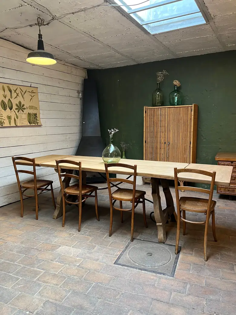 Ancienne table de réfectoire à rallonges d’origine Espagnole