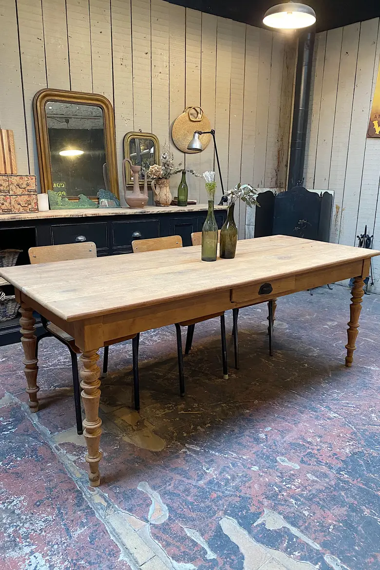 Ancienne table d'estaminet en merisier Début XXème