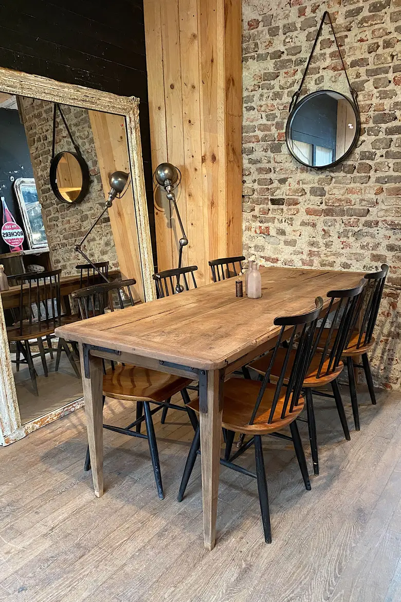 Ancienne table d'estaminet en merisier Début XXème