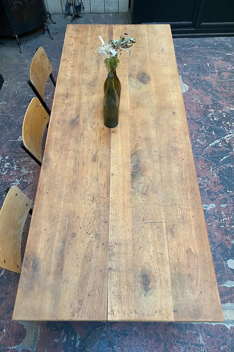 Ancienne table d'estaminet en merisier Début XXème