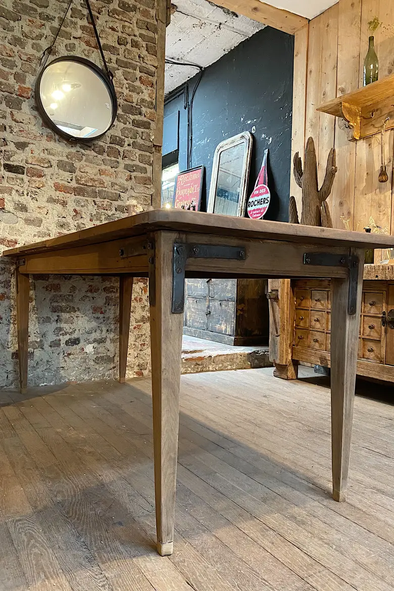 Ancienne table d'estaminet en merisier Début XXème