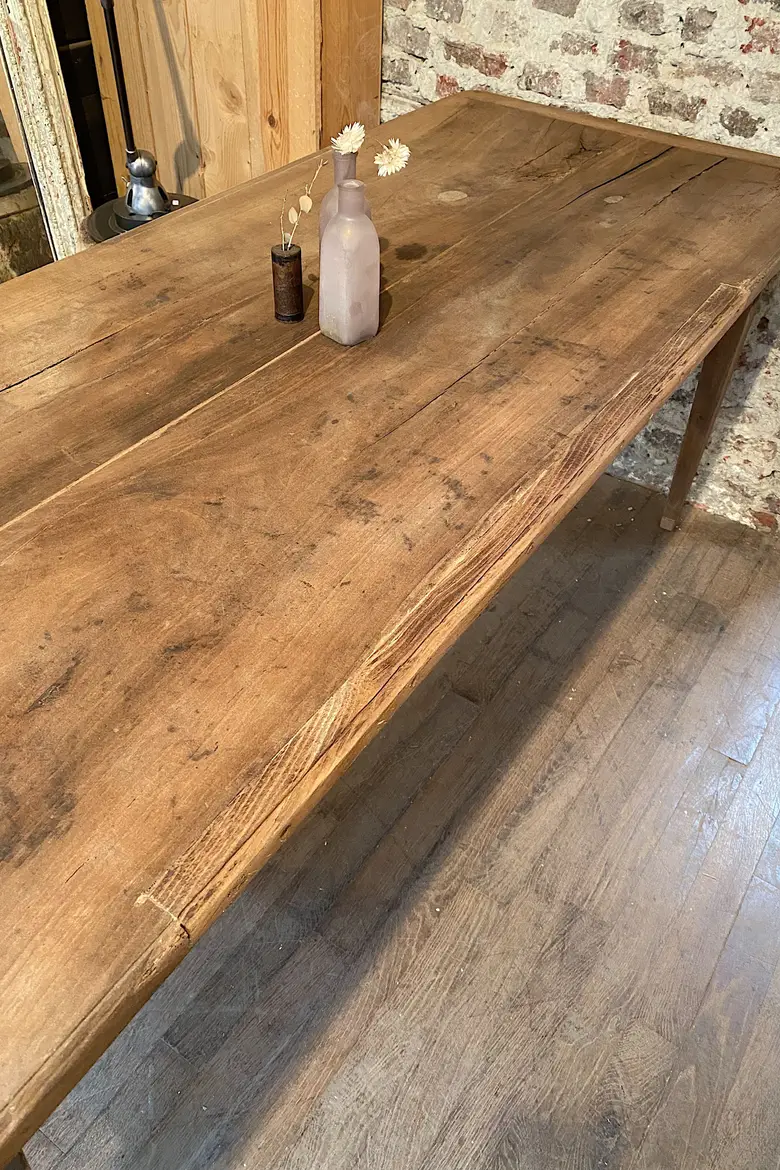 Ancienne table d'estaminet en merisier Début XXème