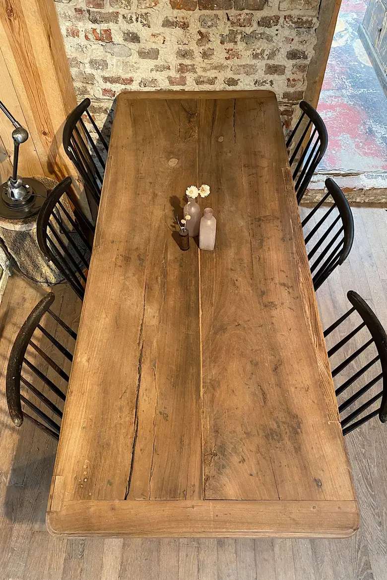 Ancienne table d'estaminet en merisier Début XXème