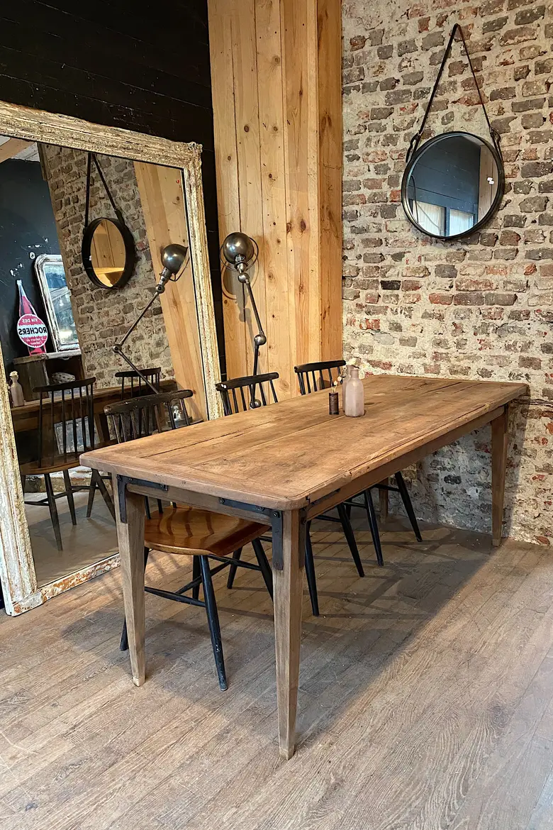Ancienne table d'estaminet en merisier Début XXème