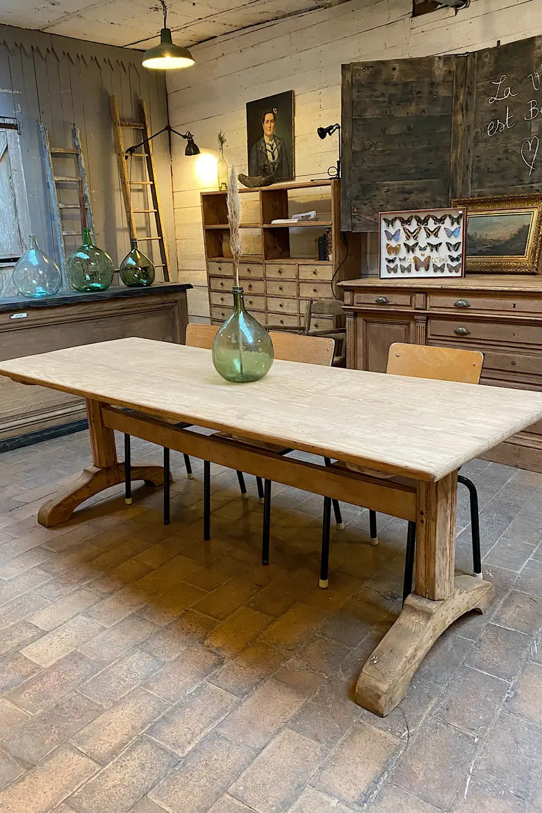 Ancienne table d’estaminet en sapin Début XXème