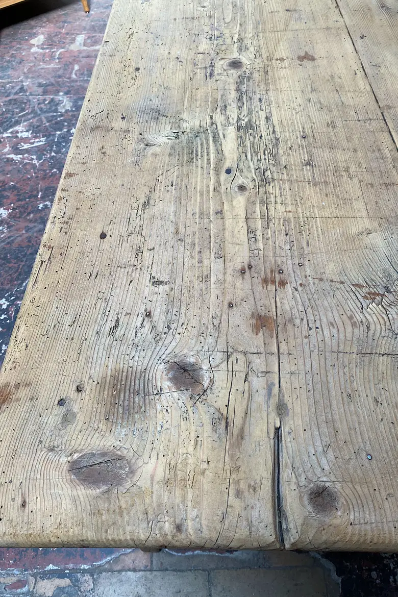 Ancienne table d'estaminet en sapin Début XXème