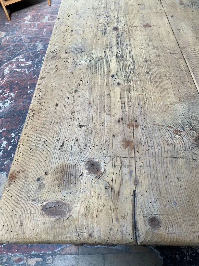 Ancienne table d'estaminet en sapin Début XXème