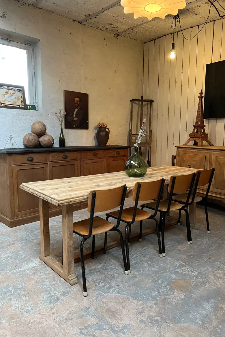 Ancienne table d'estaminet en sapin Début XXème