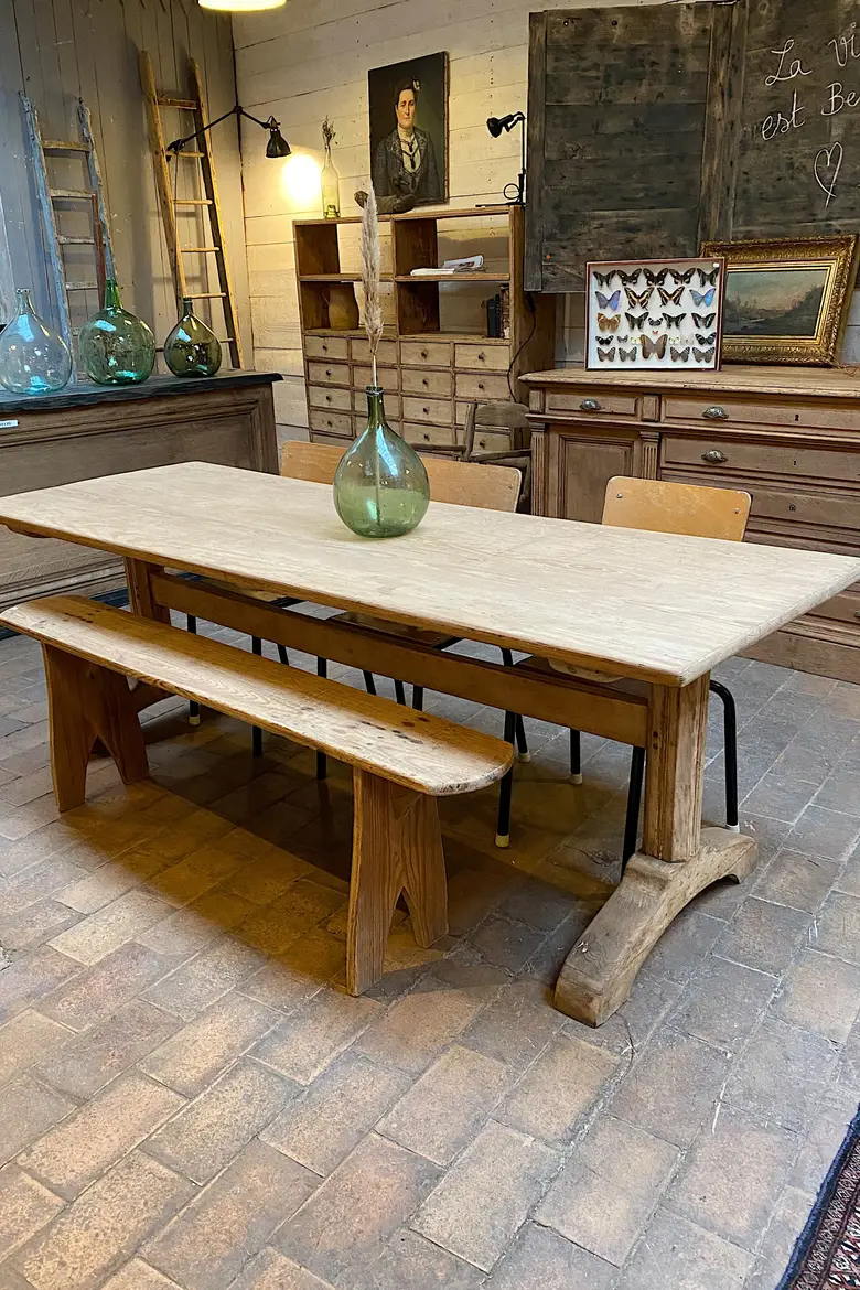 Ancienne table d’estaminet en sapin Début XXème