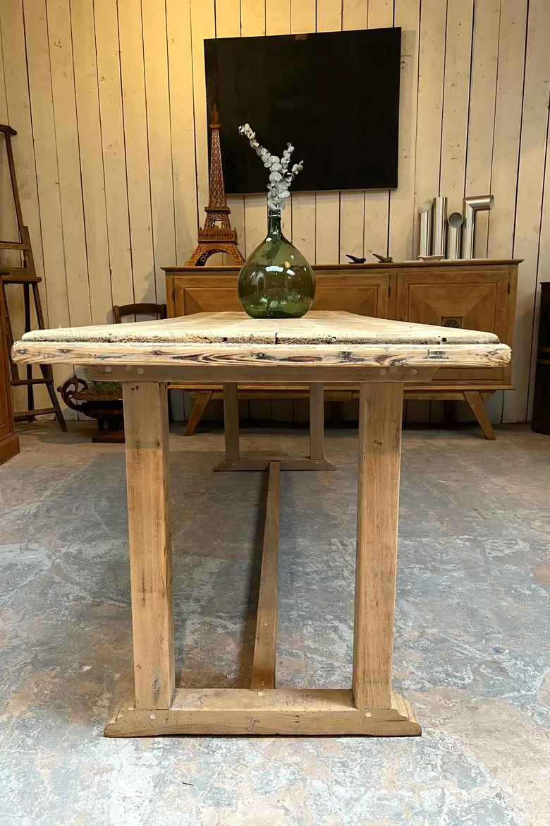 Ancienne table d'estaminet en sapin Début XXème