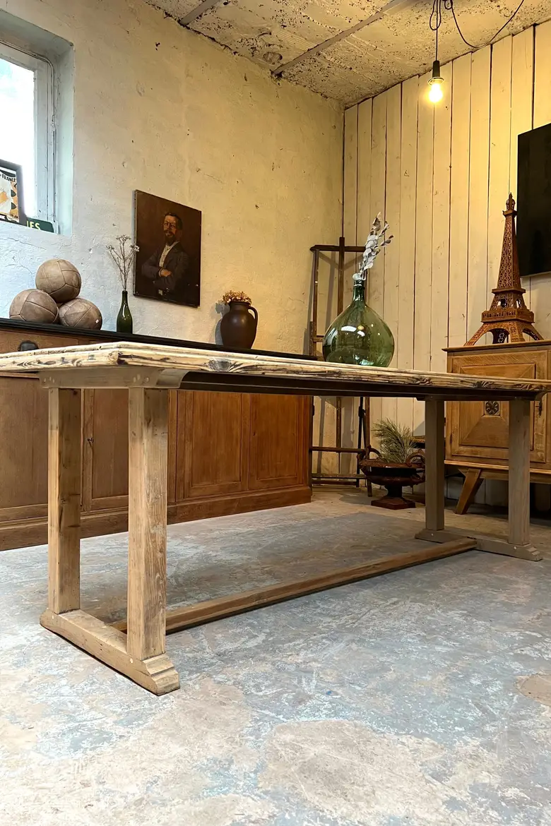 Ancienne table d'estaminet en sapin Début XXème