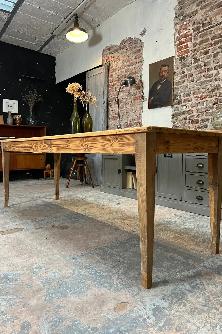 Ancienne table d'estaminet en sapin Début XXème