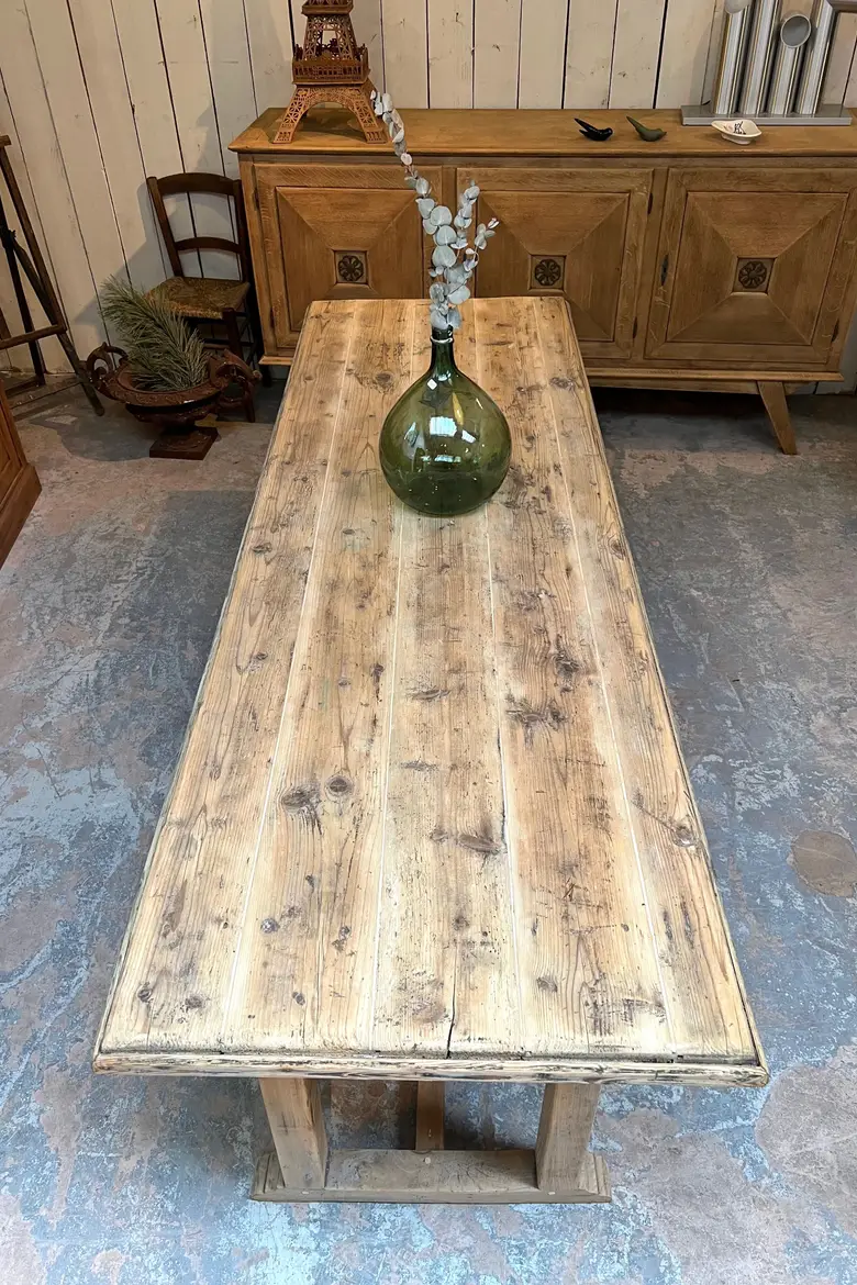 Ancienne table d'estaminet en sapin Début XXème