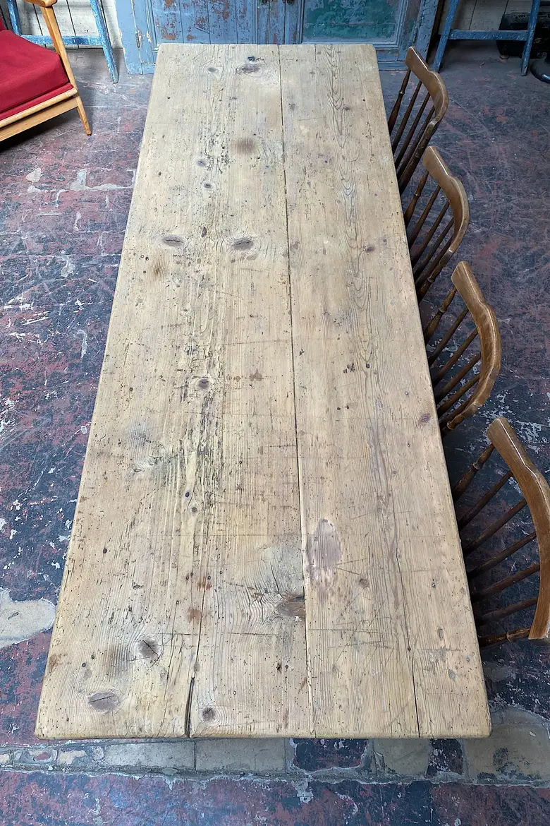 Ancienne table d'estaminet en sapin Début XXème