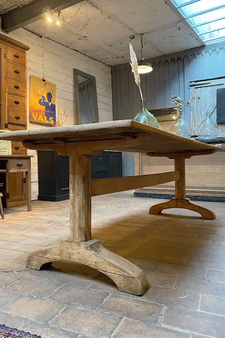 Ancienne table d’estaminet en sapin Début XXème