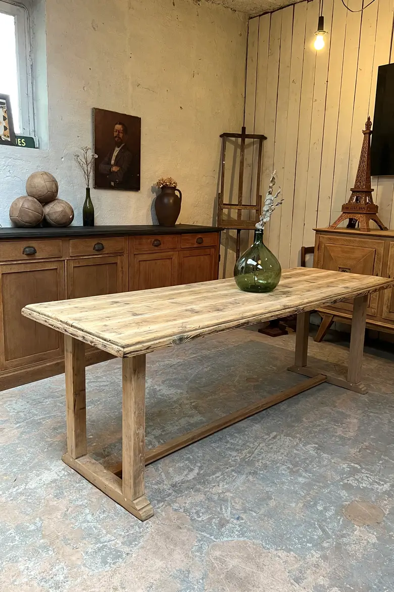 Ancienne table d'estaminet en sapin Début XXème
