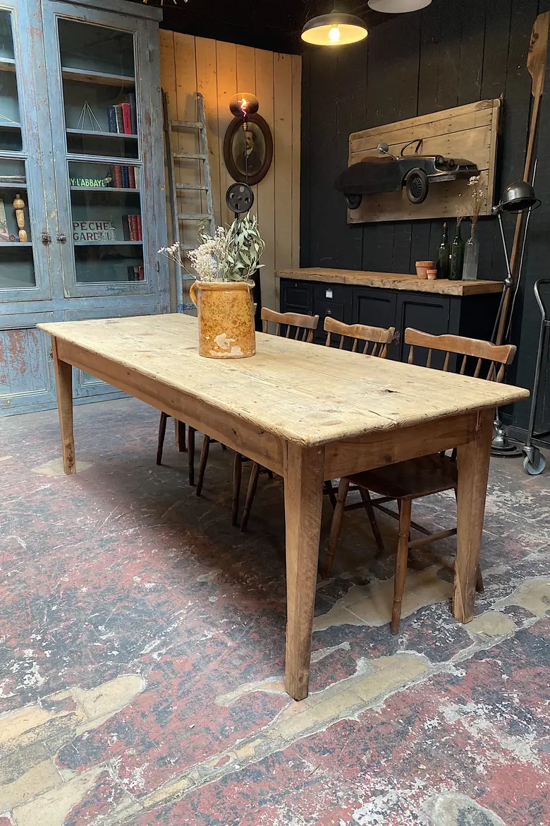 Ancienne table d'estaminet en sapin Début XXème