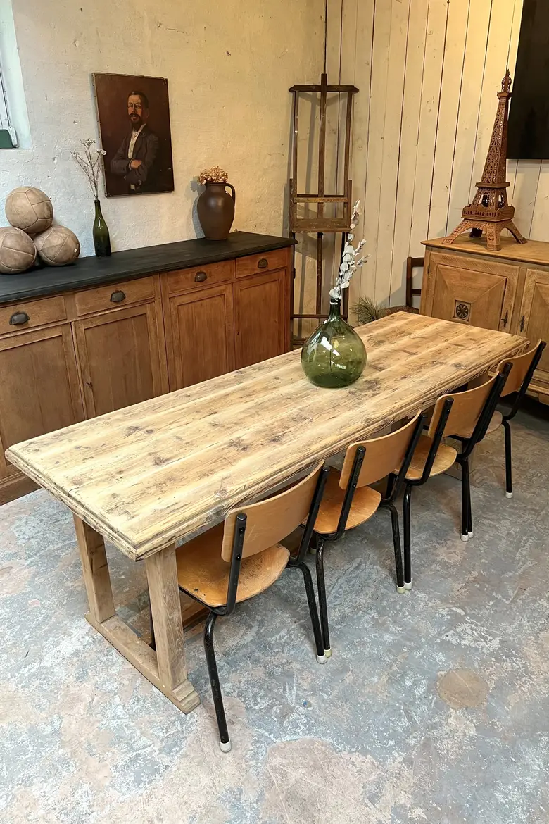Ancienne table d'estaminet en sapin Début XXème