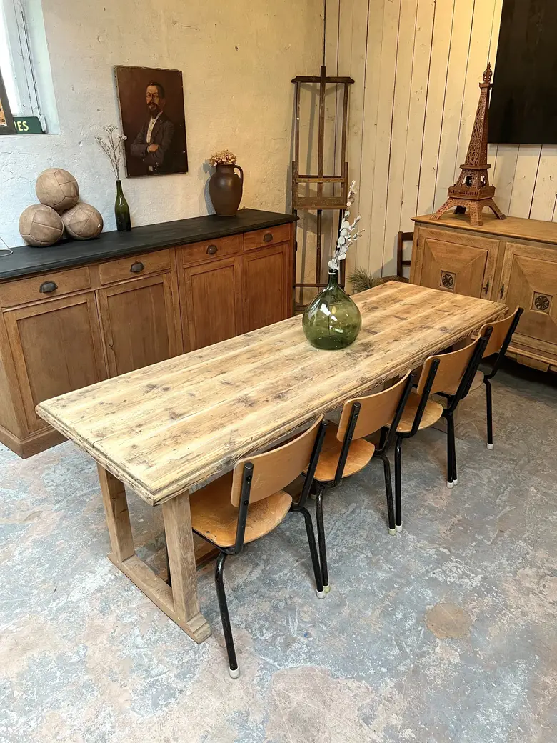 Ancienne table d'estaminet en sapin Début XXème