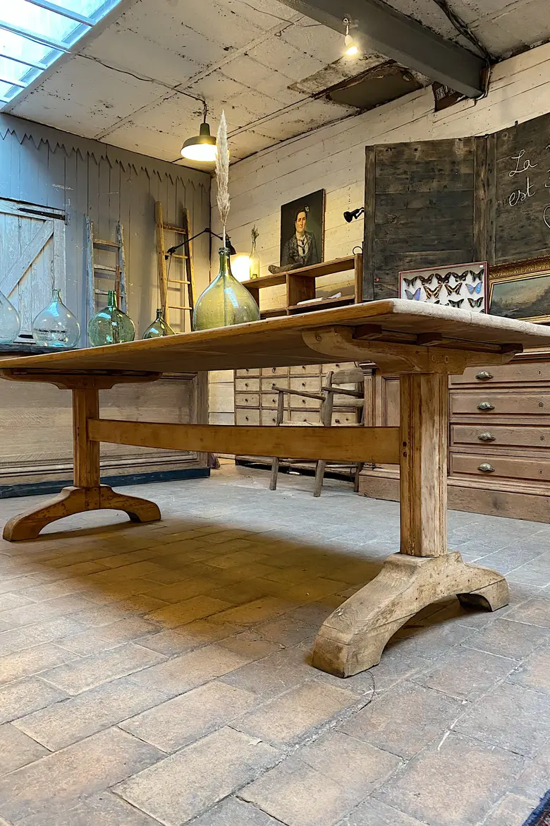 Ancienne table d’estaminet en sapin Début XXème