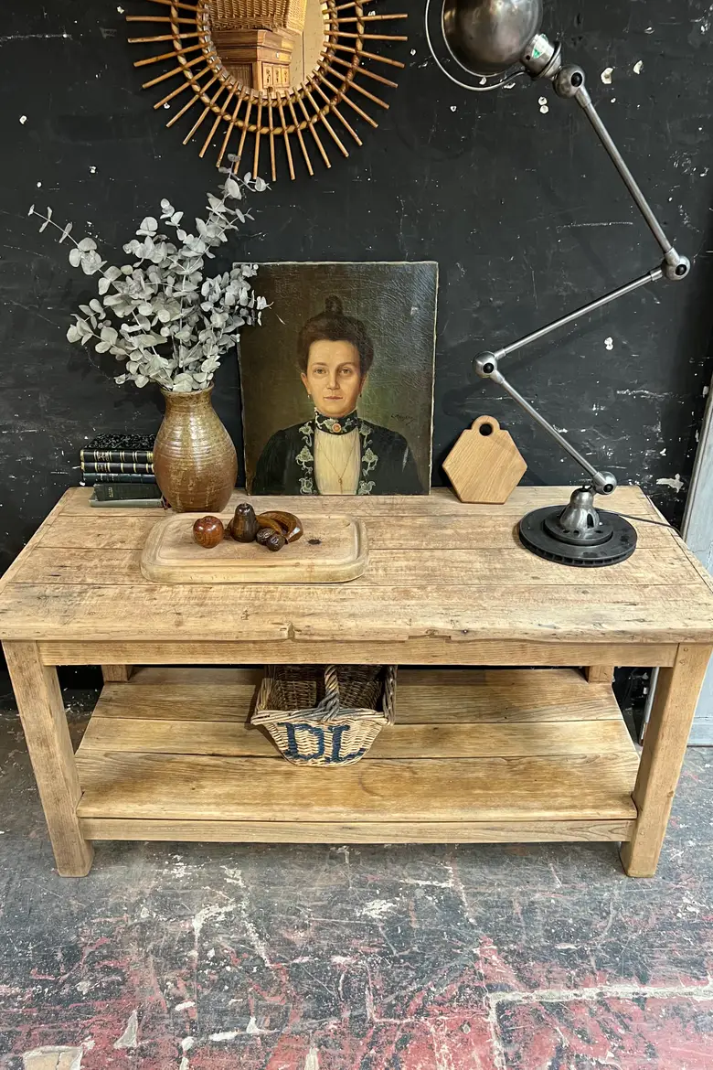 Ancienne table d’office en chêne 19e