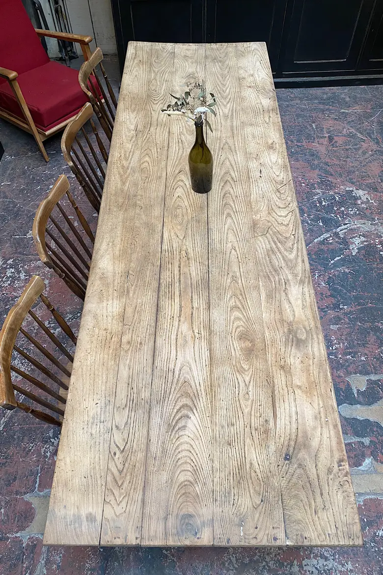 Ancienne table en châtaignier et merisier Début XXème