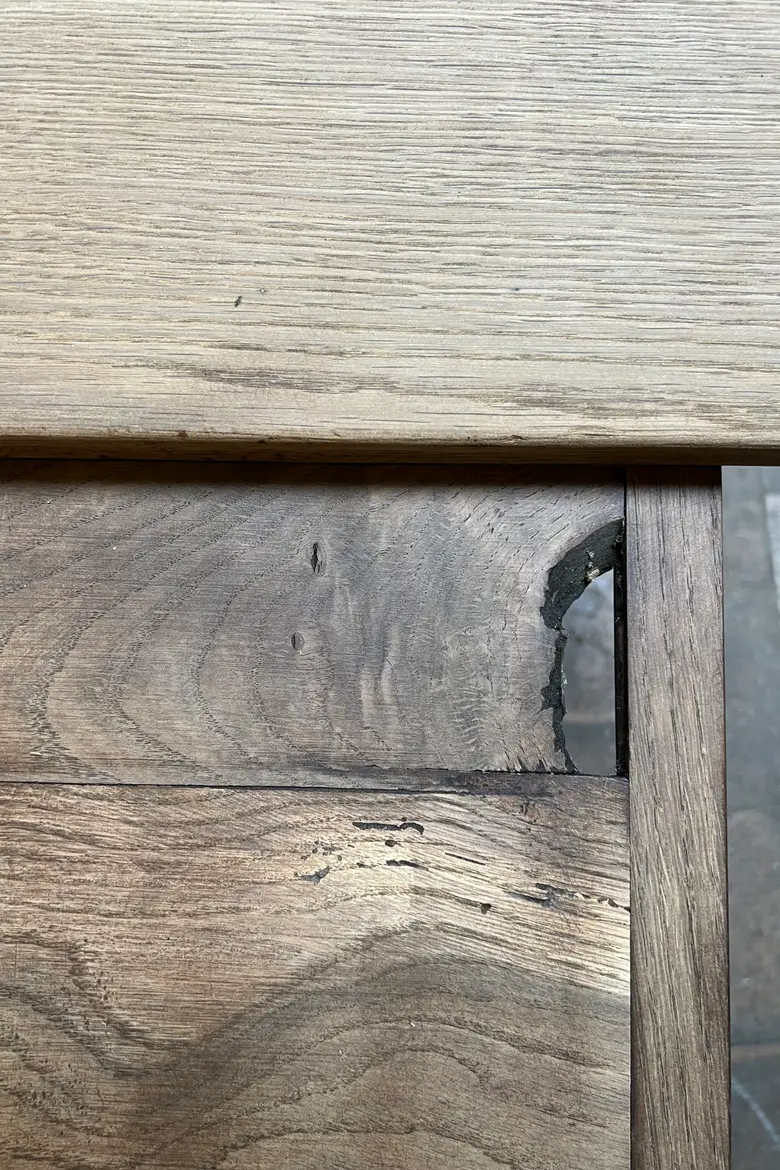 Ancienne table en chêne avec 2 rallonges Début XXème
