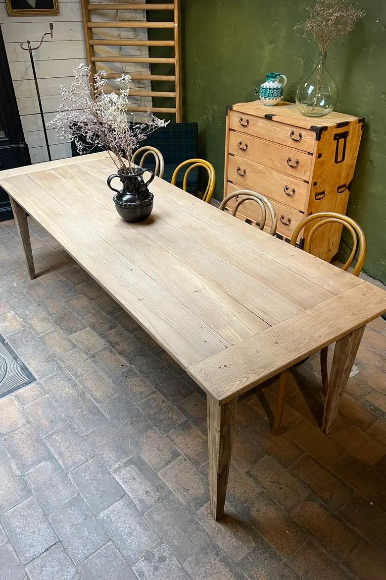 Ancienne table en chêne avec 2 rallonges Début XXème