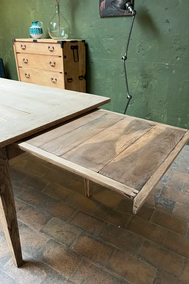 Ancienne table en chêne avec 2 rallonges Début XXème