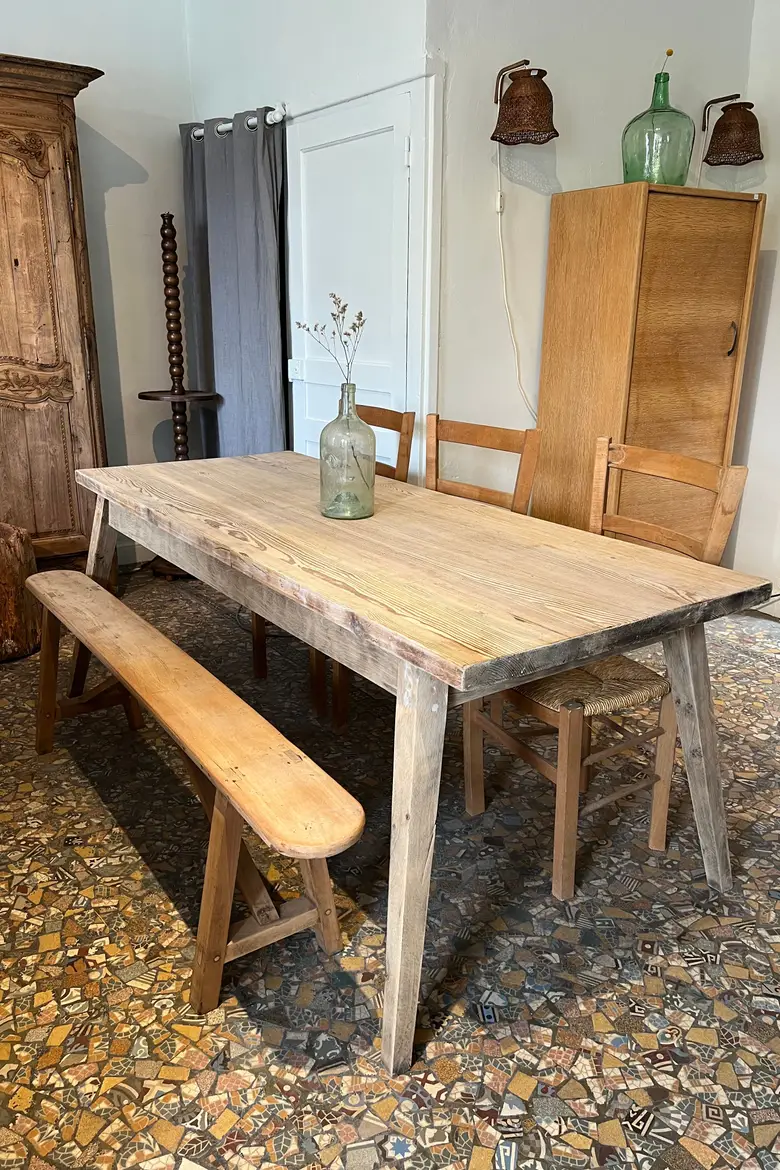 Ancienne table pieds compas Années 80