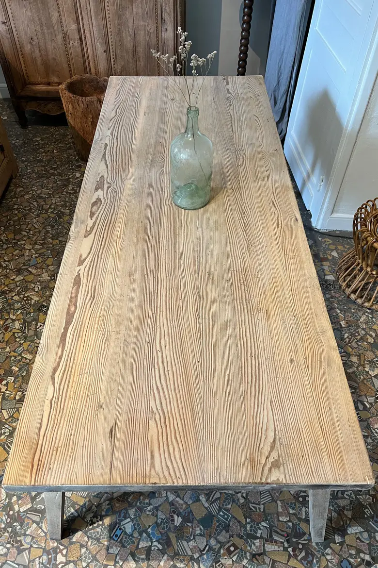 Ancienne table pieds compas Années 80