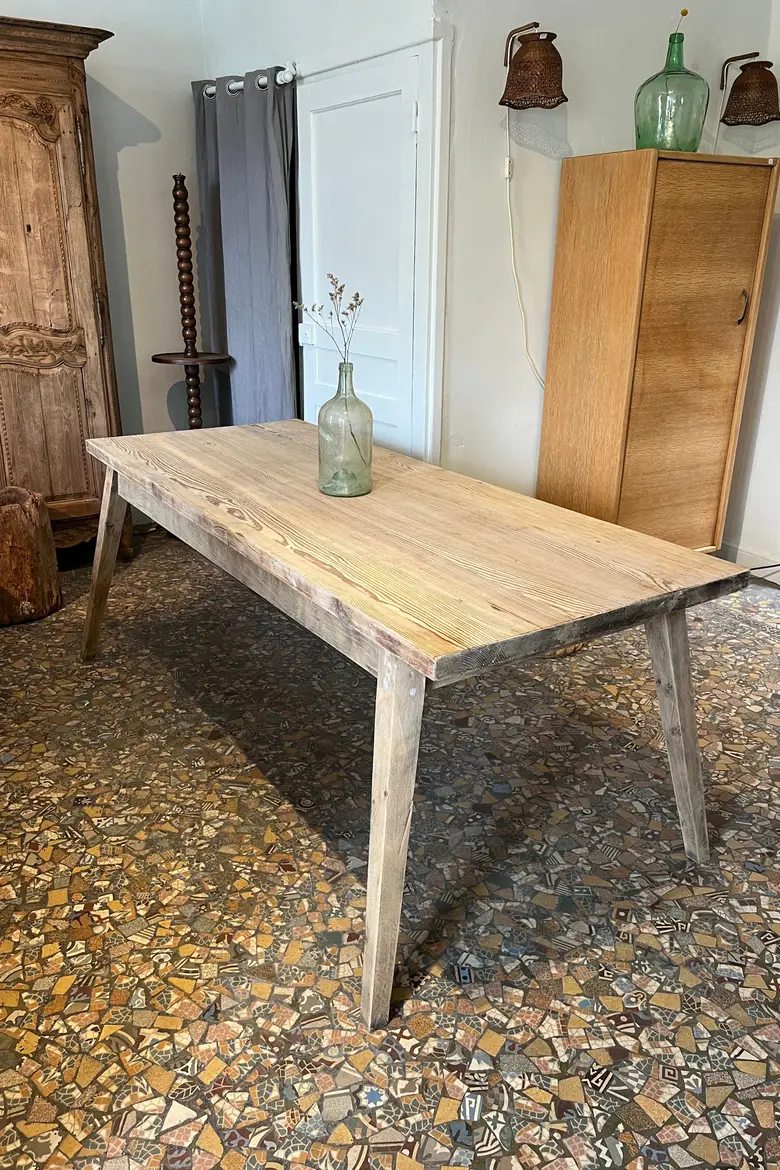 Ancienne table pieds compas Années 80