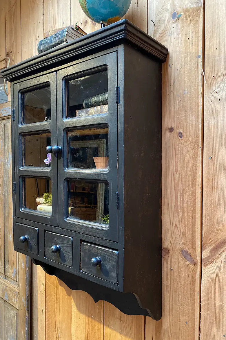 Ancienne vitrine à épices en bois Début XXème