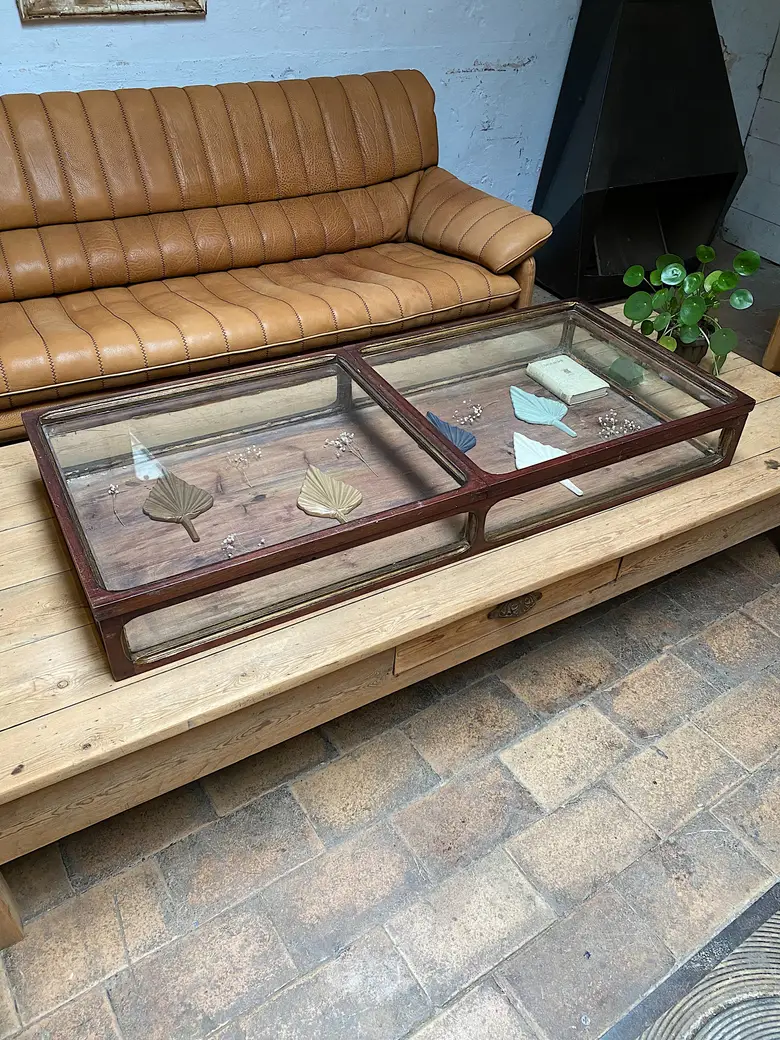 Ancienne vitrine de présentation en bois Début XXème