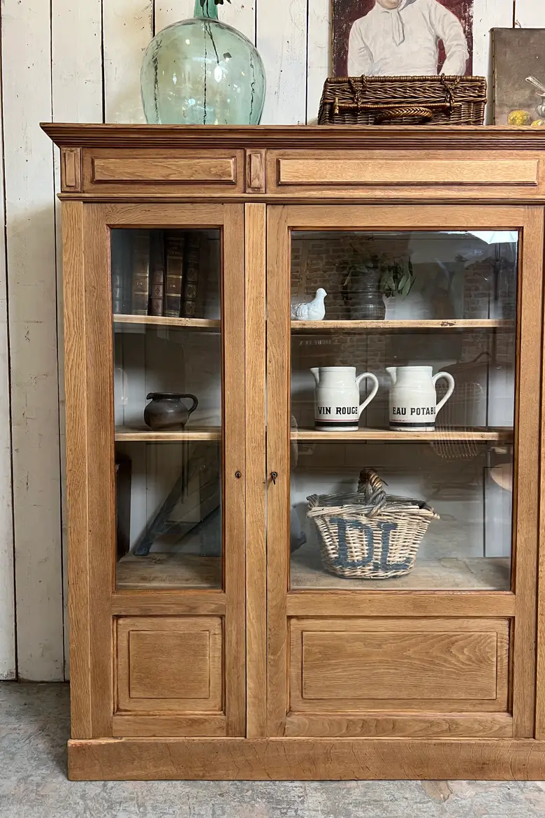 Ancienne vitrine en chêne – entièrement démontable