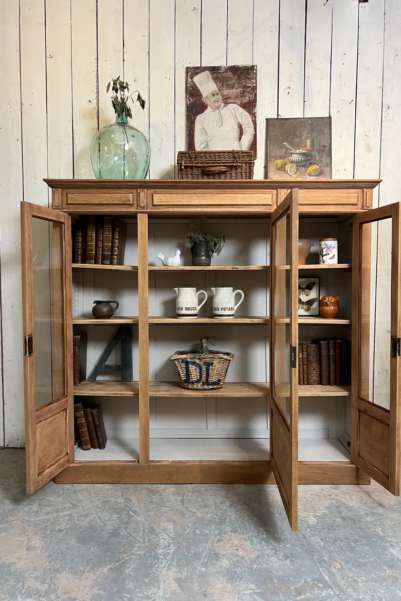 Ancienne vitrine en chêne – entièrement démontable