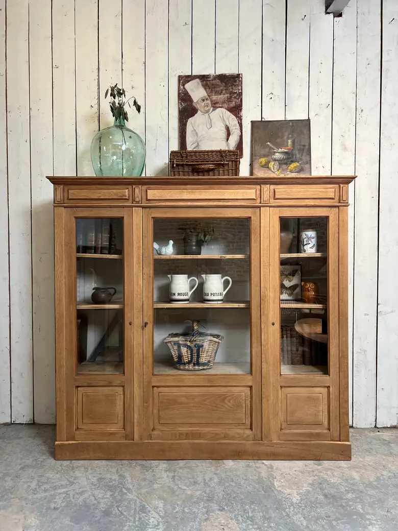 Ancienne vitrine en chêne – entièrement démontable