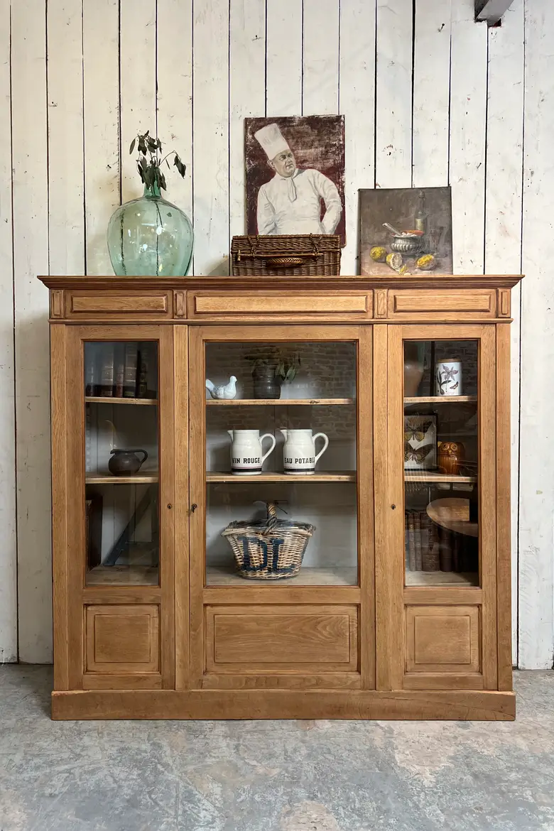 Ancienne vitrine en chêne – entièrement démontable