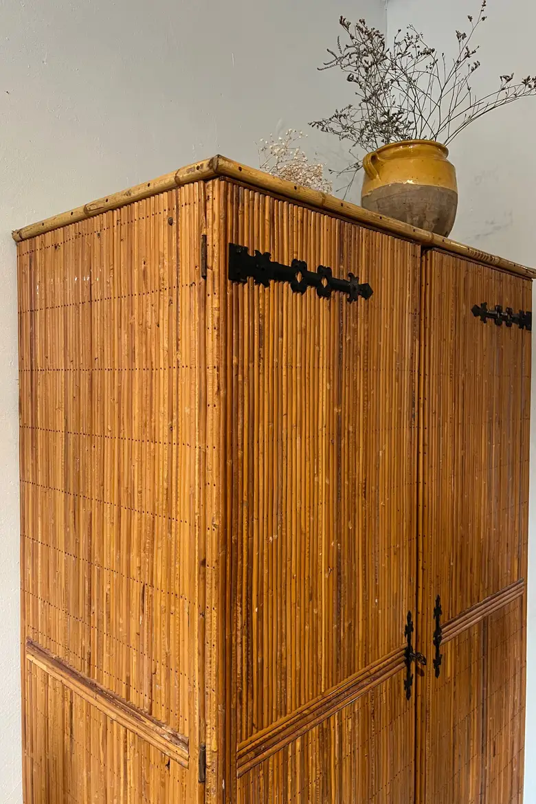 Armoire en rotin vintage Années 50 Audoux MINET