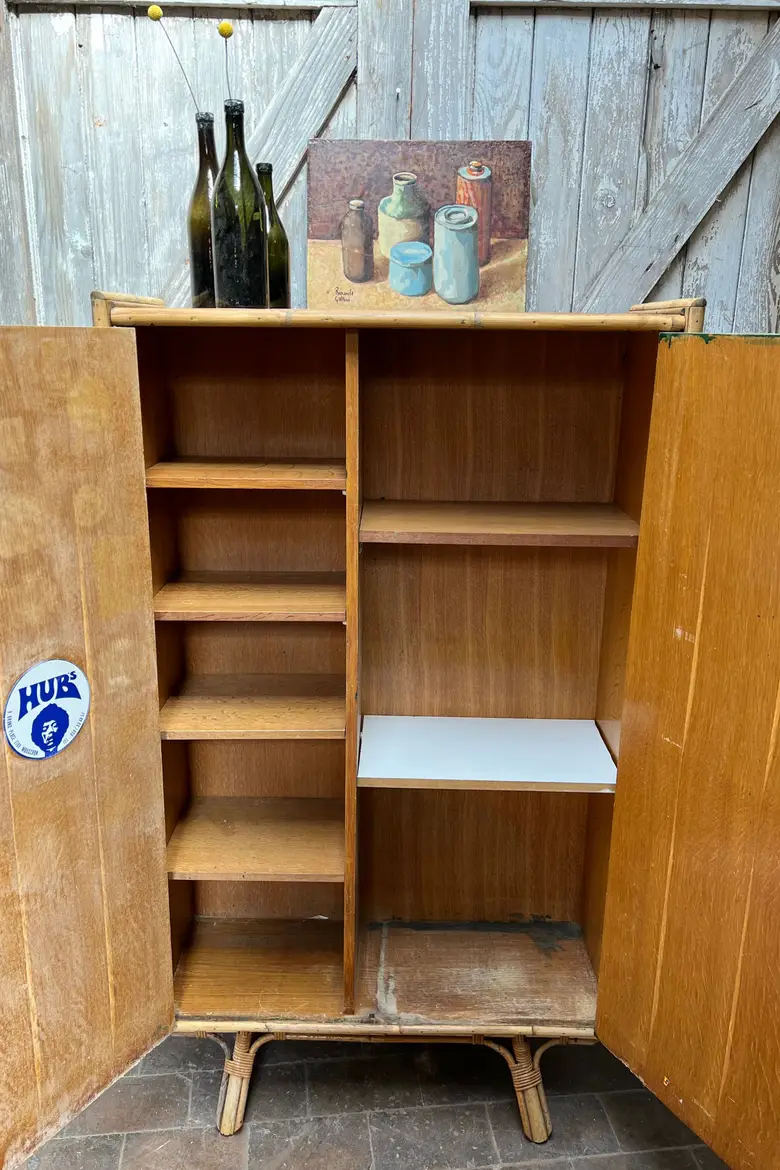 Armoire en rotin vintage Années 50