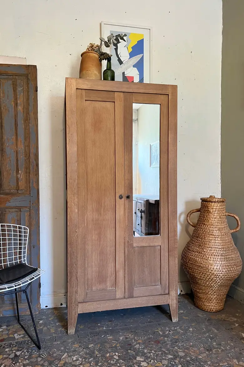 Armoire parisienne vitrée en chêne Années 50