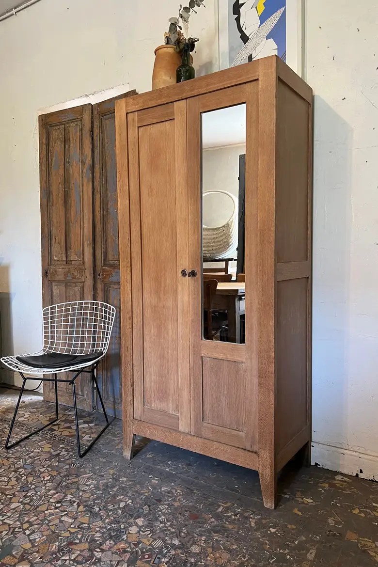 Armoire parisienne vitrée en chêne Années 50